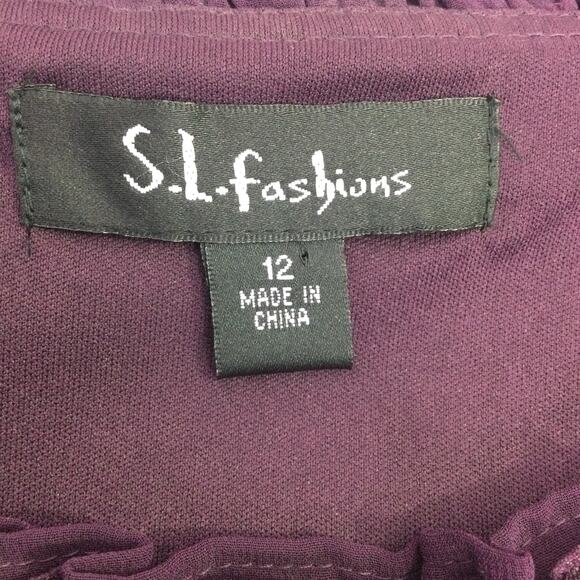 S.L. Fashions Women's Beaded Neck Tiered Feminine Flounce Holiday Party Dress 12 - Picture 7 of 12